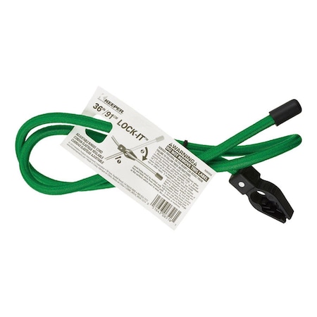 Keeper 36 in. Lock it Adjustable Bungee Cord, Green, 24PK KE5067